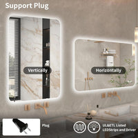 VanityFus 30-in W 40-in H Rectangle Frameless Dimmable LED Lighted Fog Free Bathroom Vanity Mirror