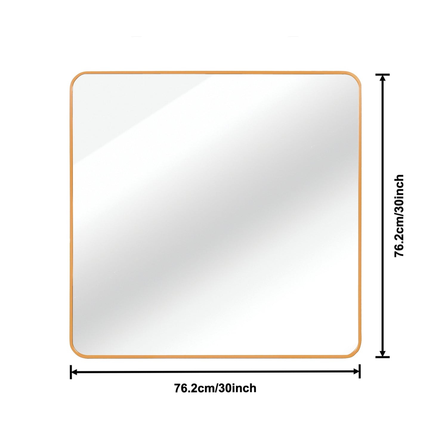VanityFus 30-in W 30-in H Square Brush Gold Framed Beveled Bathroom Vanity Mirror Wall Mirror