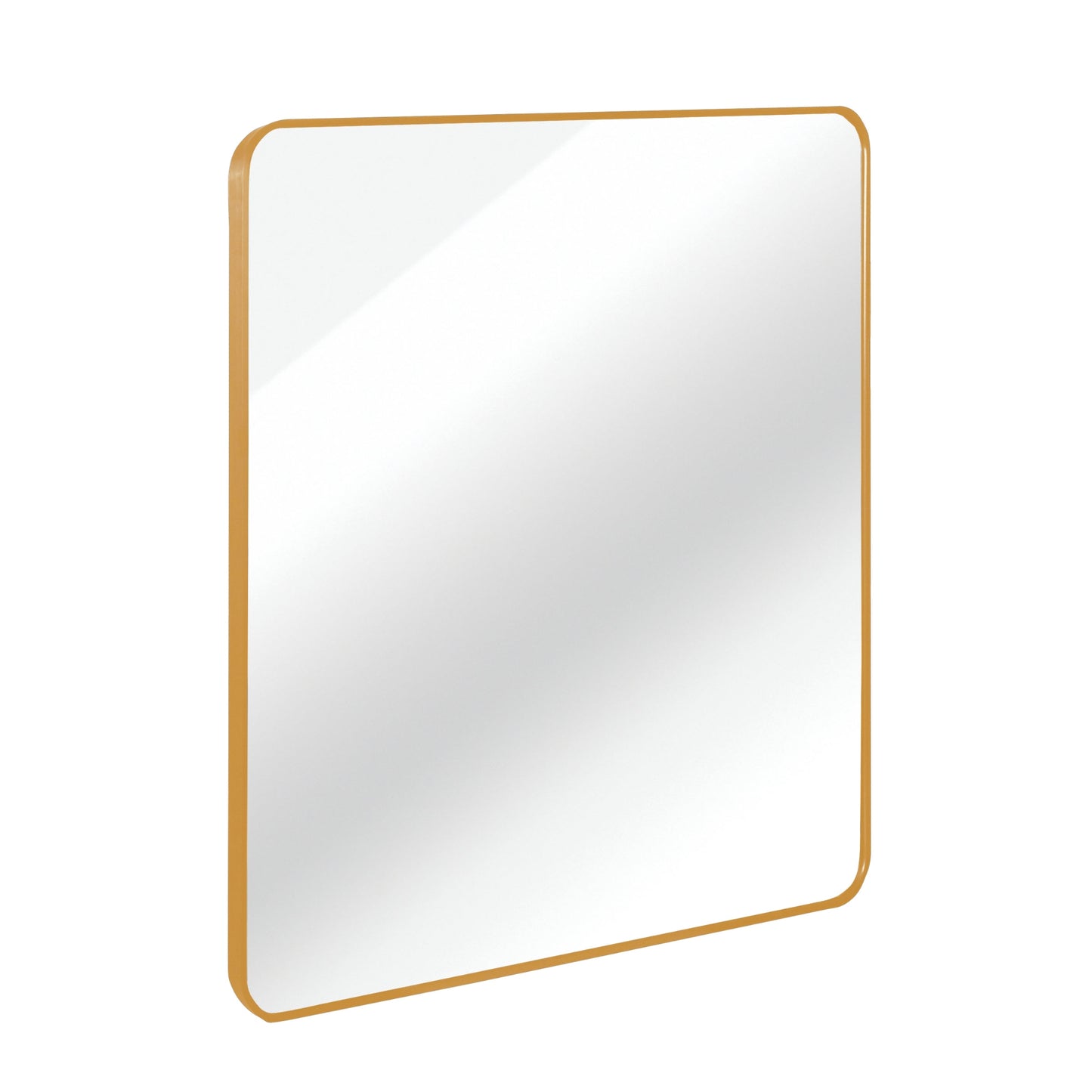 VanityFus 36-in W 36-in H Rectangle Brush Gold Framed Beveled Bathroom Vanity Mirror Wall Mirror