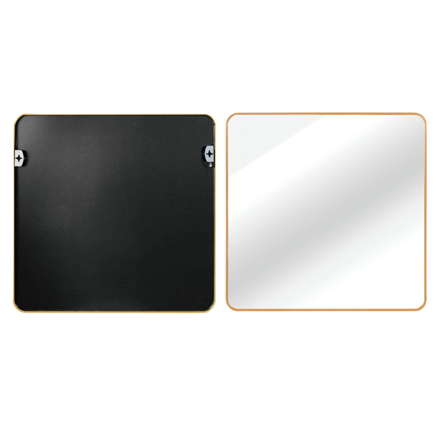VanityFus 36-in W 36-in H Rectangle Brush Gold Framed Beveled Bathroom Vanity Mirror Wall Mirror