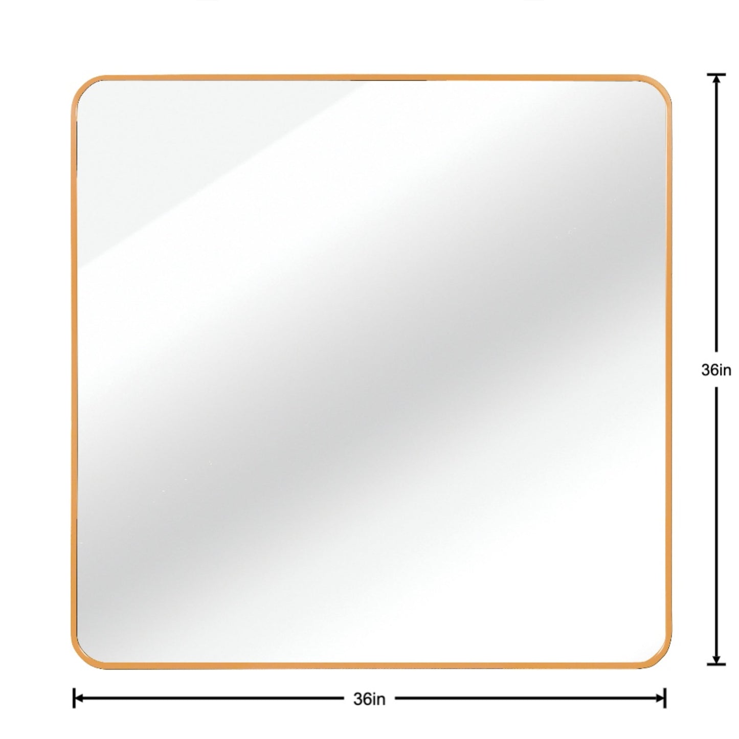 VanityFus 36-in W 36-in H Rectangle Brush Gold Framed Beveled Bathroom Vanity Mirror Wall Mirror