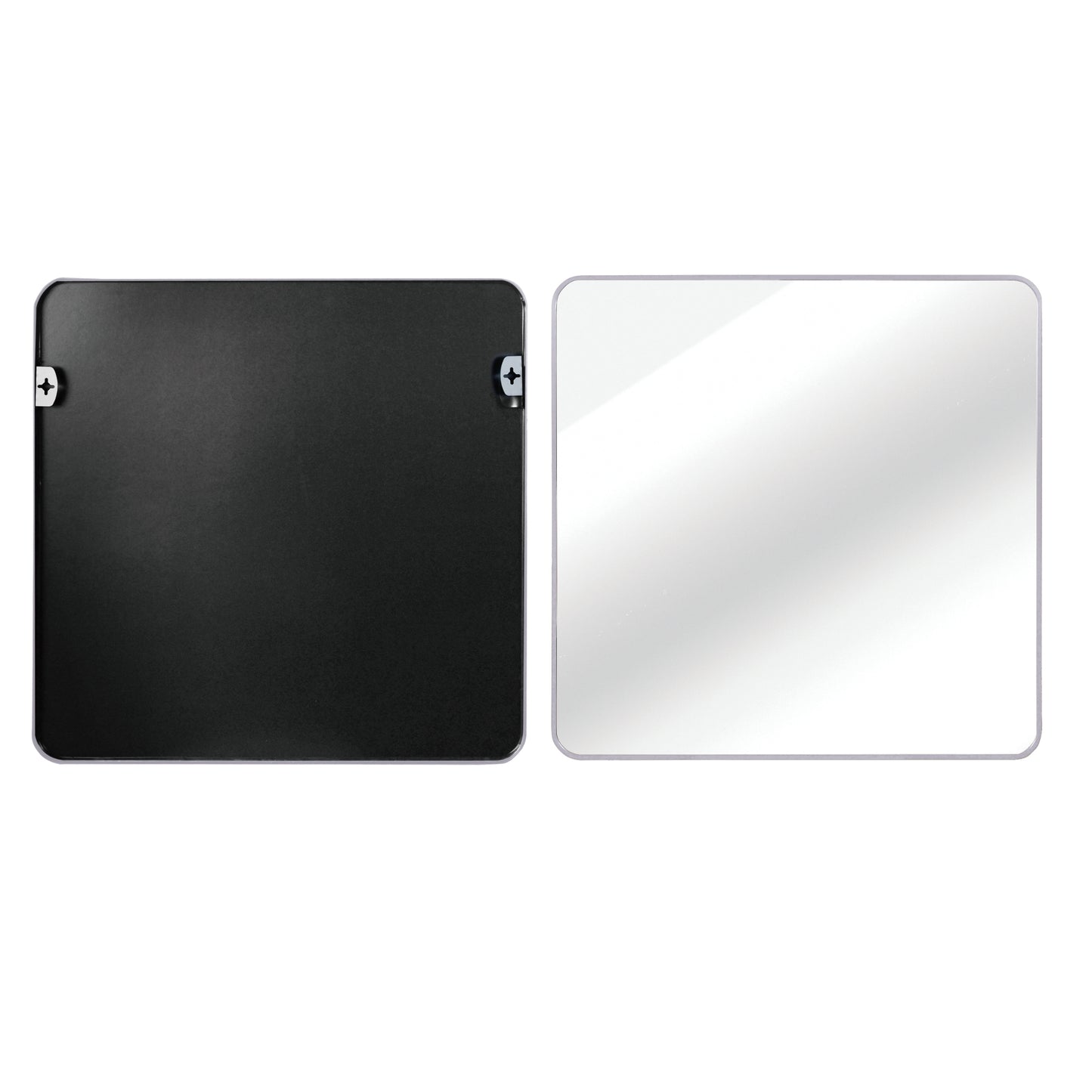 VanityFus 36-in W 36-in H Square Silver Framed Beveled Bathroom Vanity Mirror Wall Mirror