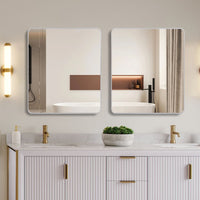 VanityFus 36-in W 36-in H Square Silver Framed Beveled Bathroom Vanity Mirror Wall Mirror