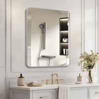 VanityFus 36-in W 36-in H Square Silver Framed Beveled Bathroom Vanity Mirror Wall Mirror