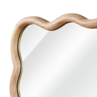 VanityFus 36-in W 24-in H Wavy Rectangle Natural Wood Framed Beveled Bathroom Vanity Mirror Wall Mirror
