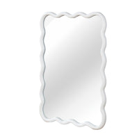 VanityFus 36-in W 24-in H Wavy Rectangle White Framed Beveled Bathroom Vanity Mirror Wall Mirror