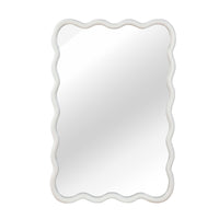 VanityFus 36-in W 24-in H Wavy Rectangle White Framed Beveled Bathroom Vanity Mirror Wall Mirror