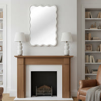VanityFus 36-in W 24-in H Wavy Rectangle White Framed Beveled Bathroom Vanity Mirror Wall Mirror