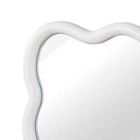 VanityFus 36-in W 24-in H Wavy Rectangle White Framed Beveled Bathroom Vanity Mirror Wall Mirror