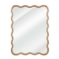 VanityFus 40-in W 30-in H Wavy Rectangle Natural Wood Framed Beveled Bathroom Vanity Mirror Wall Mirror