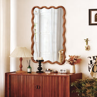 VanityFus 40-in W 30-in H Wavy Rectangle Yellowish-Brown Framed Beveled Bathroom Vanity Mirror Wall Mirror