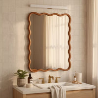 VanityFus 40-in W 30-in H Wavy Rectangle Yellowish-Brown Framed Beveled Bathroom Vanity Mirror Wall Mirror