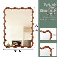 VanityFus 40-in W 30-in H Wavy Rectangle Yellowish-Brown Framed Beveled Bathroom Vanity Mirror Wall Mirror