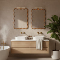 VanityFus 40-in W 30-in H Wavy Rectangle Yellowish-Brown Framed Beveled Bathroom Vanity Mirror Wall Mirror