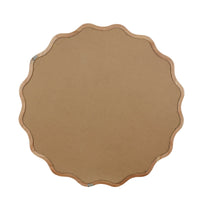 VanityFus 36-in W 36-in H Wavy Round Natural Wood Framed Beveled Bathroom Vanity Mirror Wall Mirror