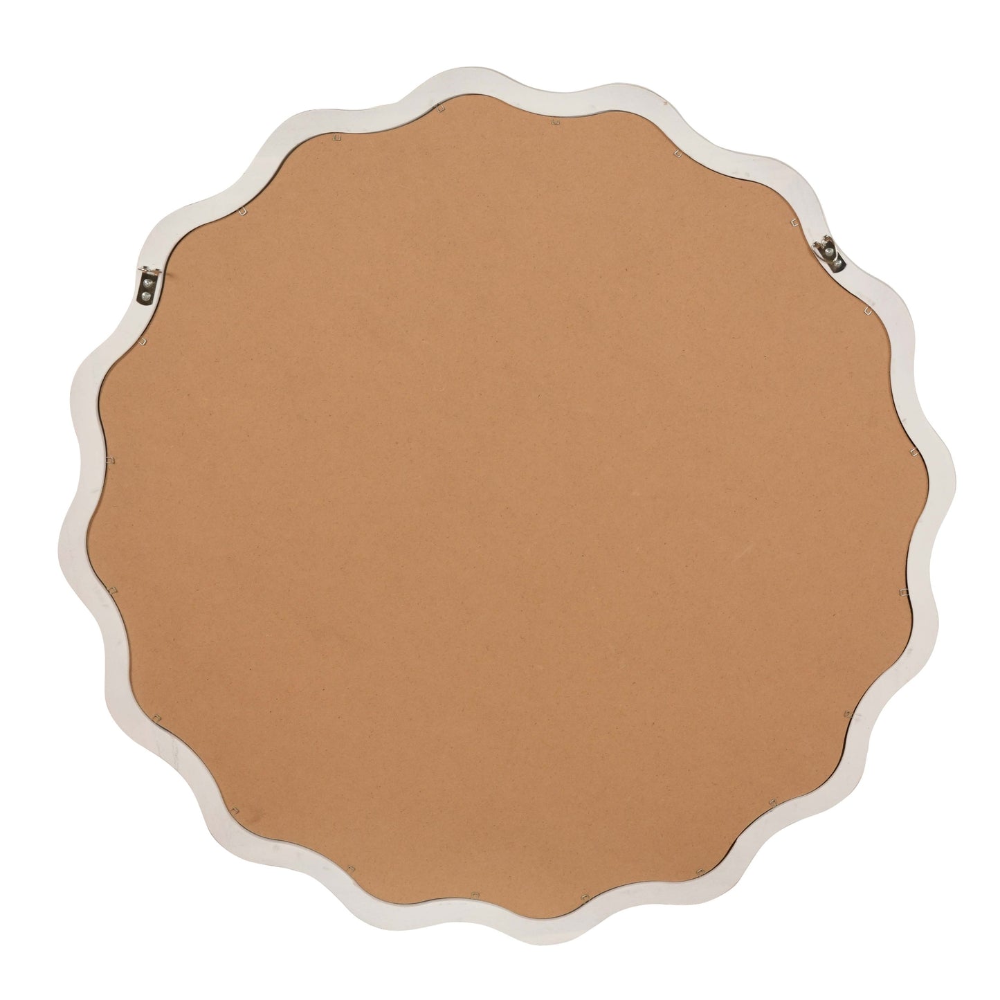 VanityFus 30-in W 30-in H Wavy Round White Framed Beveled Bathroom Vanity Mirror Wall Mirror