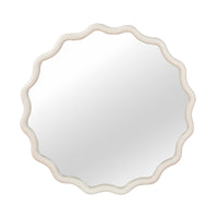 VanityFus 30-in W 30-in H Wavy Round White Framed Beveled Bathroom Vanity Mirror Wall Mirror
