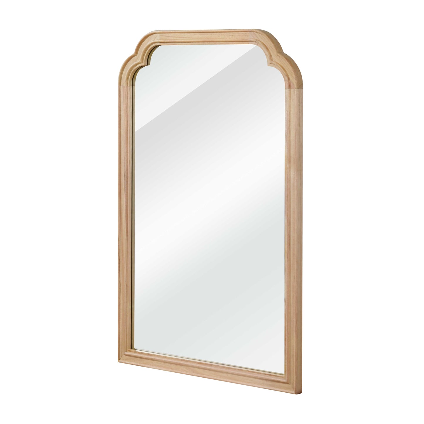 VanityFus 30-in W 20-in H Arch Natural Wood Framed Beveled Bathroom Vanity Mirror Wall Mirror