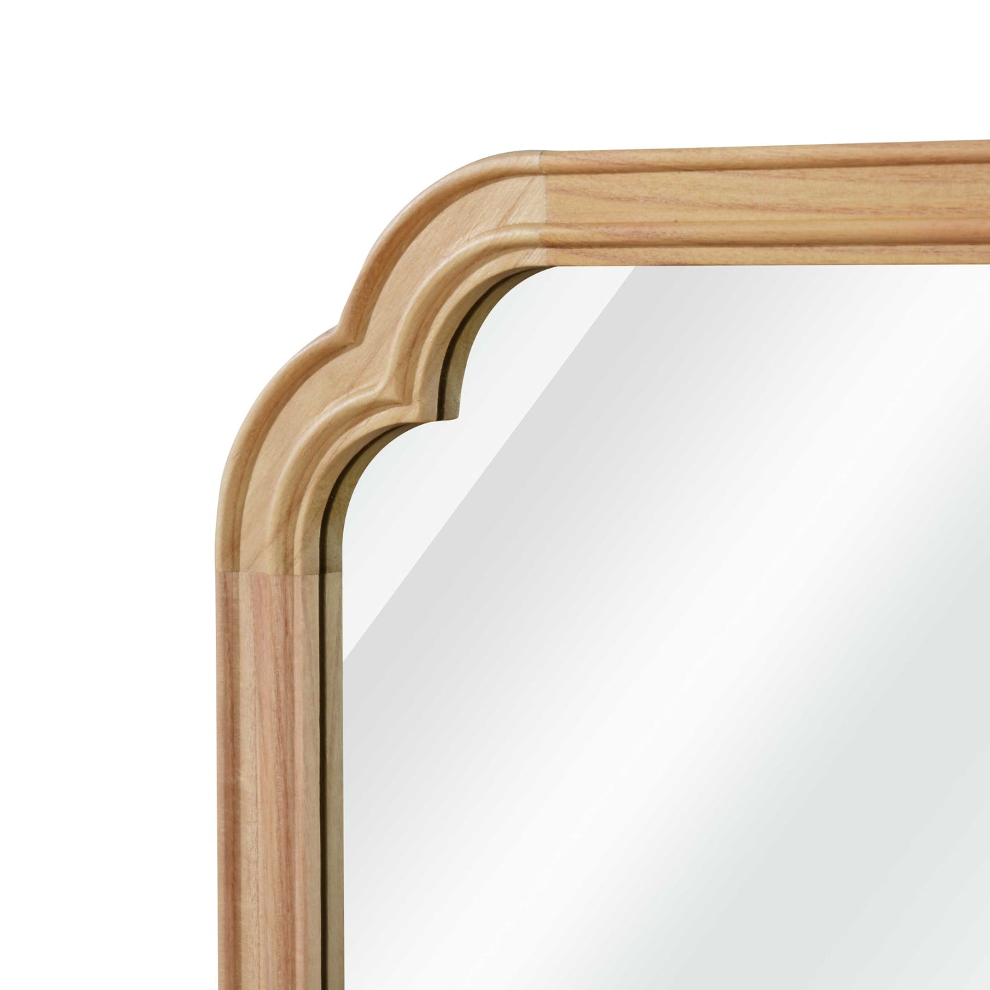 VanityFus 30-in W 20-in H Arch Natural Wood Framed Beveled Bathroom Vanity Mirror Wall Mirror