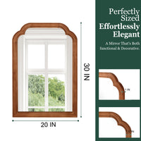VanityFus 30-in W 20-in H Arch Yellowish-Brown Framed Beveled Bathroom Vanity Mirror Wall Mirror