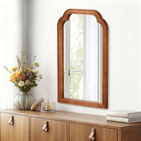 VanityFus 30-in W 20-in H Arch Yellowish-Brown Framed Beveled Bathroom Vanity Mirror Wall Mirror
