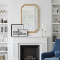 VanityFus 30-in W 20-in H Oval Natural Wood Framed Beveled Bathroom Vanity Mirror Wall Mirror