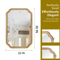 VanityFus 30-in W 20-in H Oval Natural Wood Framed Beveled Bathroom Vanity Mirror Wall Mirror