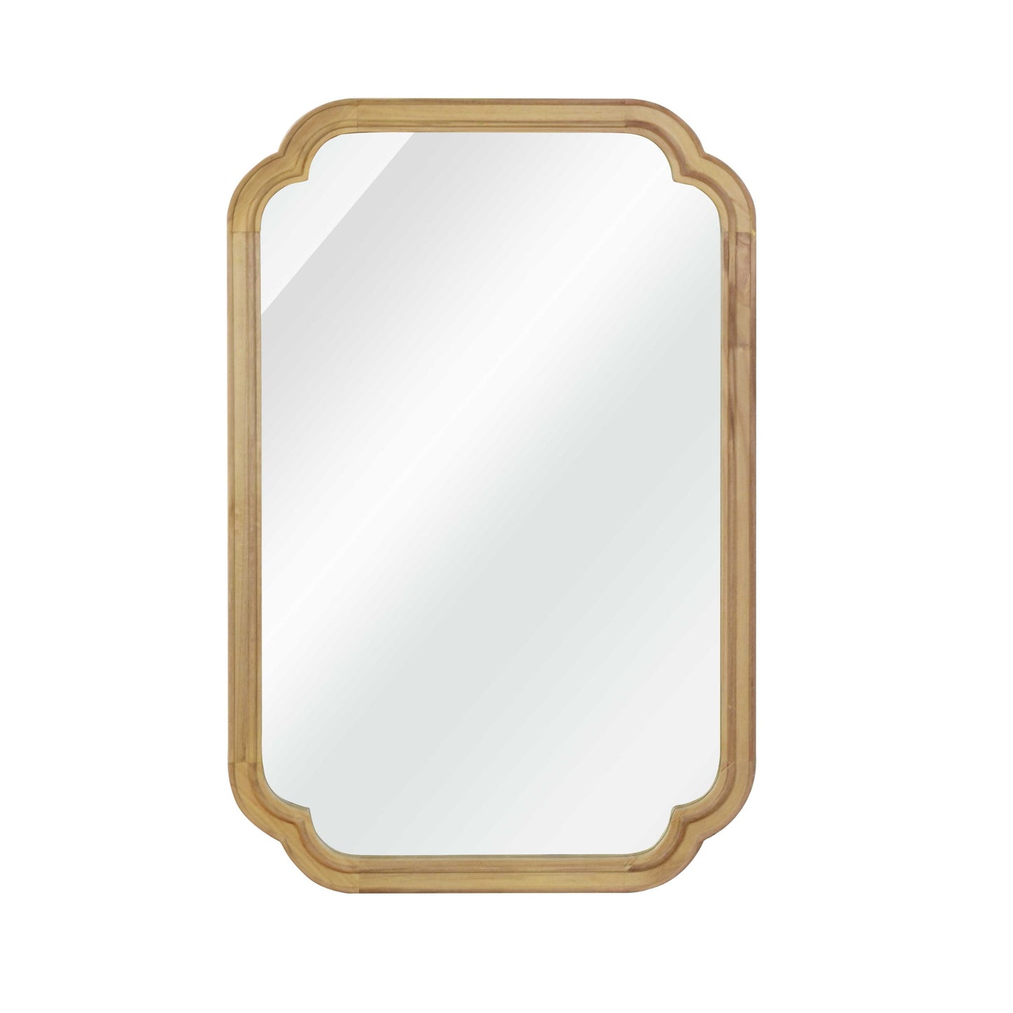 VanityFus 30-in W 20-in H Oval Natural Wood Framed Beveled Bathroom Vanity Mirror Wall Mirror