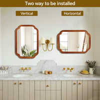 VanityFus 30-in W 20-in H Oval Yellowish-Brown Framed Beveled Bathroom Vanity Mirror Wall Mirror