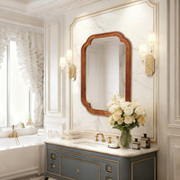 VanityFus 30-in W 20-in H Oval Yellowish-Brown Framed Beveled Bathroom Vanity Mirror Wall Mirror