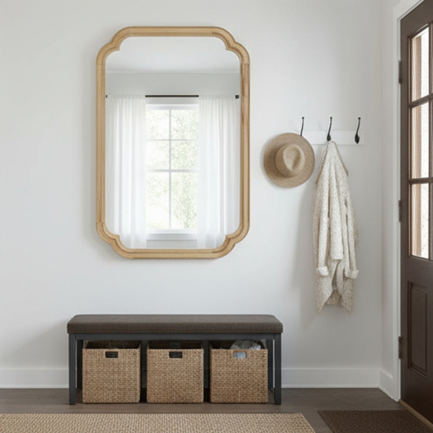 VanityFus 36-in W 24-in H Oval Yellowish-Brown Framed Beveled Bathroom Vanity Mirror Wall Mirror