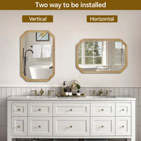 VanityFus 36-in W 24-in H Oval Yellowish-Brown Framed Beveled Bathroom Vanity Mirror Wall Mirror