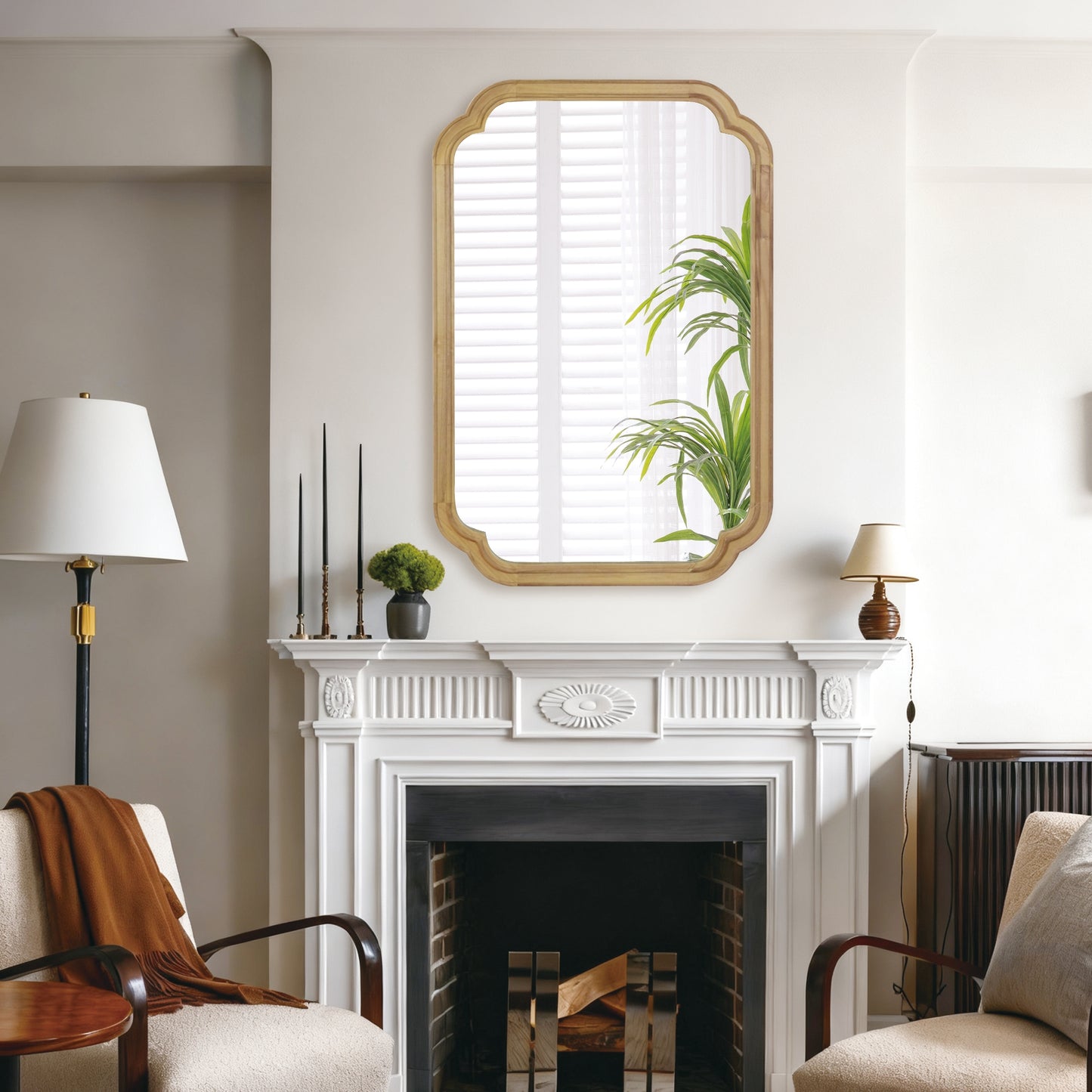 VanityFus 36-in W 24-in H Oval Yellowish-Brown Framed Beveled Bathroom Vanity Mirror Wall Mirror