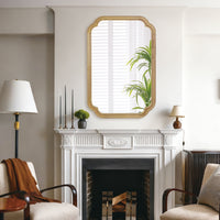 VanityFus 36-in W 24-in H Oval Yellowish-Brown Framed Beveled Bathroom Vanity Mirror Wall Mirror