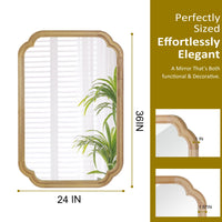 VanityFus 36-in W 24-in H Oval Yellowish-Brown Framed Beveled Bathroom Vanity Mirror Wall Mirror