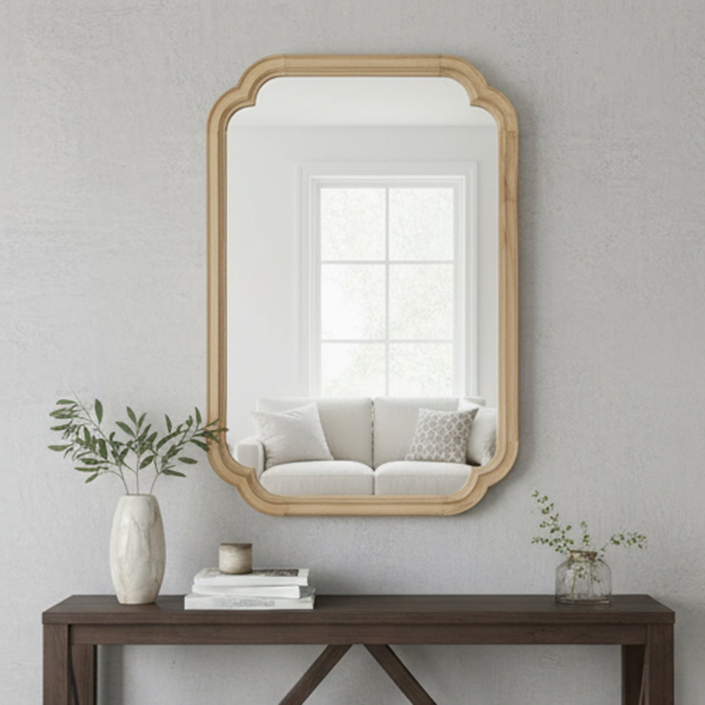 VanityFus 36-in W 24-in H Oval Yellowish-Brown Framed Beveled Bathroom Vanity Mirror Wall Mirror