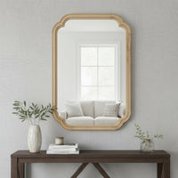 VanityFus 36-in W 24-in H Oval Yellowish-Brown Framed Beveled Bathroom Vanity Mirror Wall Mirror