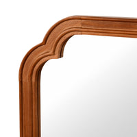 VanityFus 36-in W 24-in H Oval Natural Wood Framed Beveled Bathroom Vanity Mirror Wall Mirror