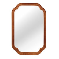 VanityFus 36-in W 24-in H Oval Natural Wood Framed Beveled Bathroom Vanity Mirror Wall Mirror