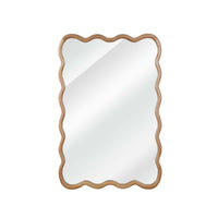 VanityFus 30-in W 20-in H Wavy Rectangle Natural Wood Framed Beveled Bathroom Vanity Mirror Wall Mirror