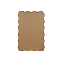 VanityFus 30-in W 20-in H Wavy Rectangle Natural Wood Framed Beveled Bathroom Vanity Mirror Wall Mirror