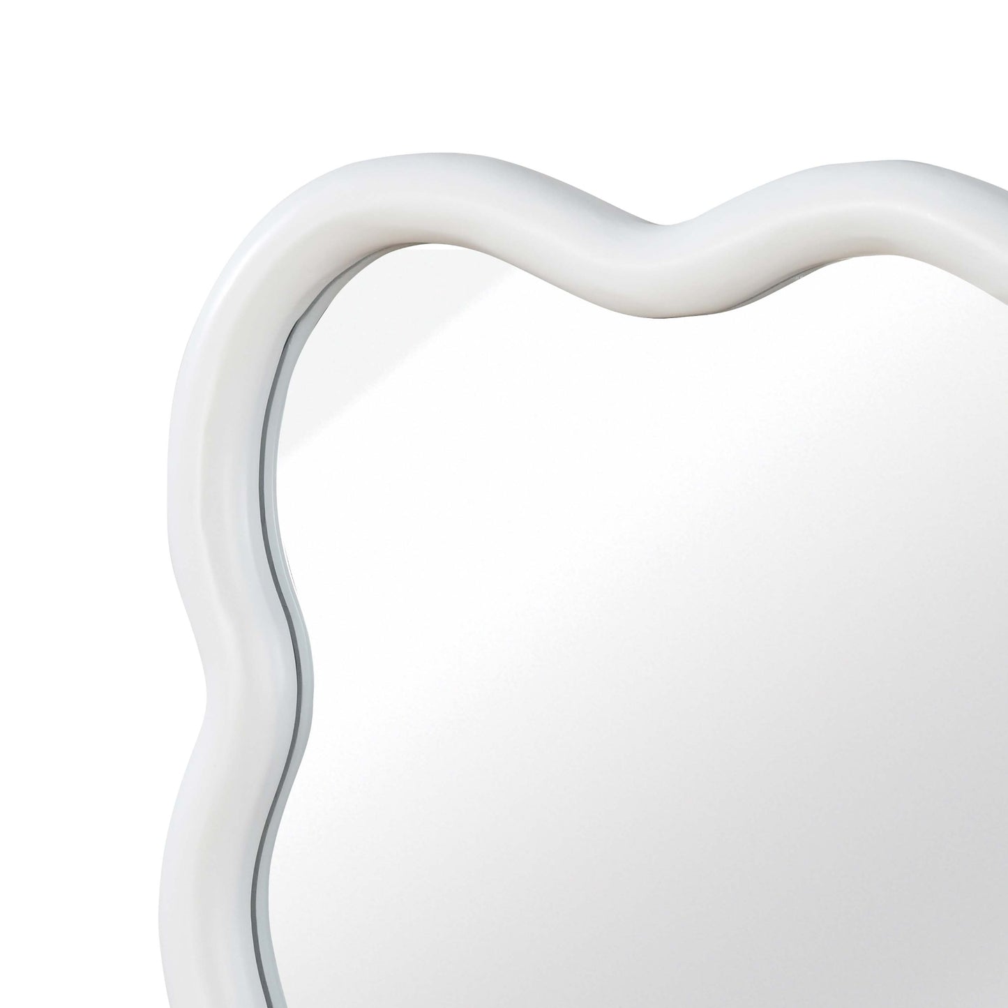 VanityFus 30-in W 20-in H Wavy Rectangle White Framed Beveled Bathroom Vanity Mirror Wall Mirror