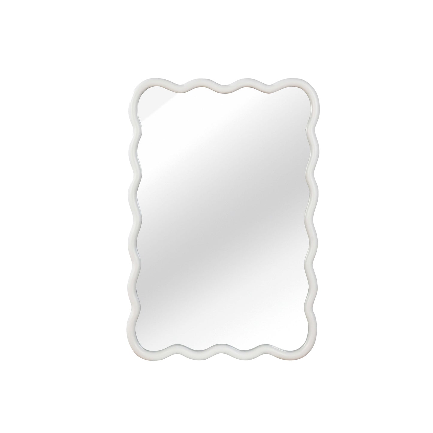 VanityFus 30-in W 20-in H Wavy Rectangle White Framed Beveled Bathroom Vanity Mirror Wall Mirror