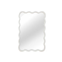 VanityFus 30-in W 20-in H Wavy Rectangle White Framed Beveled Bathroom Vanity Mirror Wall Mirror