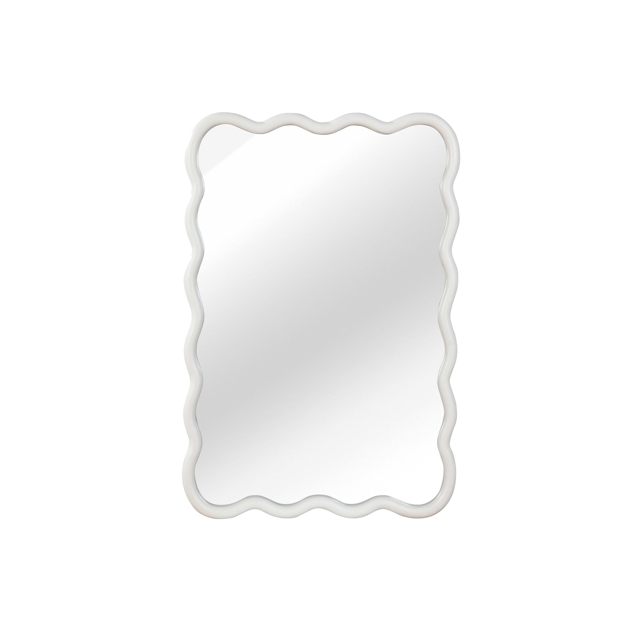 VanityFus 30-in W 20-in H Wavy Rectangle White Framed Beveled Bathroom Vanity Mirror Wall Mirror