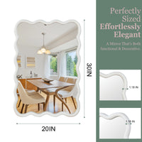 VanityFus 30-in W 20-in H Wavy Rectangle White Framed Beveled Bathroom Vanity Mirror Wall Mirror
