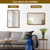 VanityFus 30-in W 20-in H Wavy Rectangle Yellowish-Brown Framed Beveled Bathroom Vanity Mirror Wall Mirror