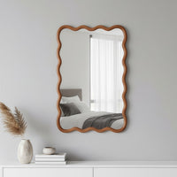 VanityFus 30-in W 20-in H Wavy Rectangle Yellowish-Brown Framed Beveled Bathroom Vanity Mirror Wall Mirror