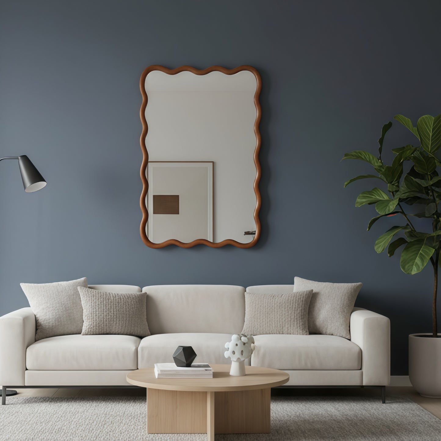 VanityFus 30-in W 20-in H Wavy Rectangle Yellowish-Brown Framed Beveled Bathroom Vanity Mirror Wall Mirror