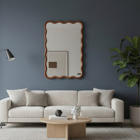 VanityFus 30-in W 20-in H Wavy Rectangle Yellowish-Brown Framed Beveled Bathroom Vanity Mirror Wall Mirror